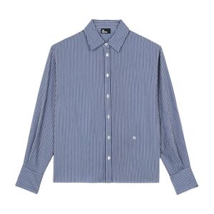The Kooples Women's Striped Long-Sleeve Shirt in Blue / White, size 3
